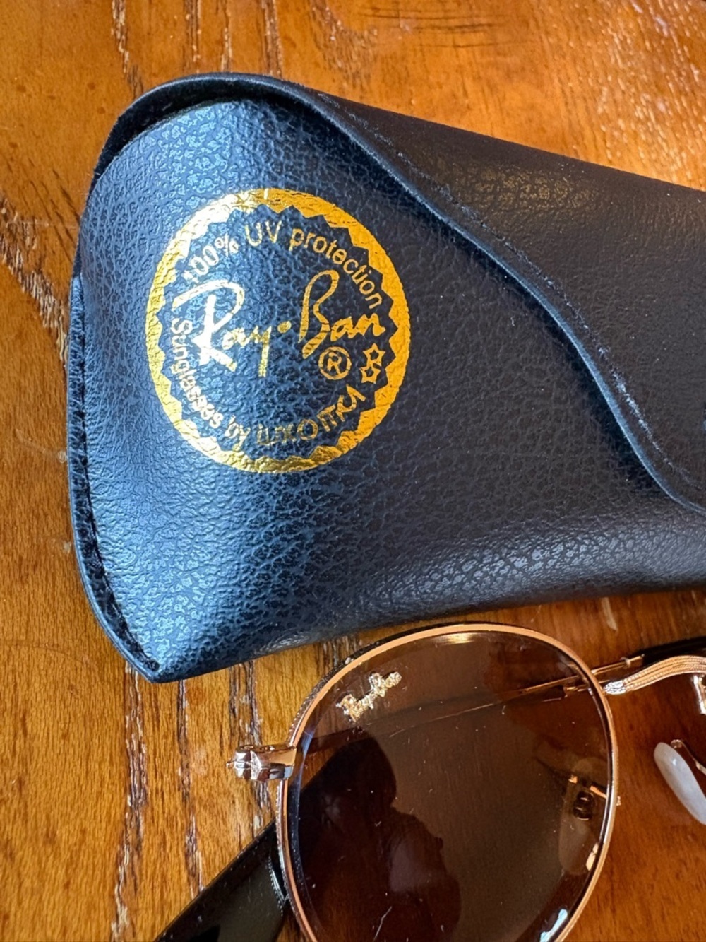 Ray-Ban RB3447 Round Metal Sunglasses Gold Frame Brown Lens Italy w/ Case - Picture 2 of 6